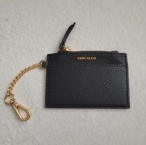 NWOT Anne Klein Black Card Holder with Gold tone Keychain